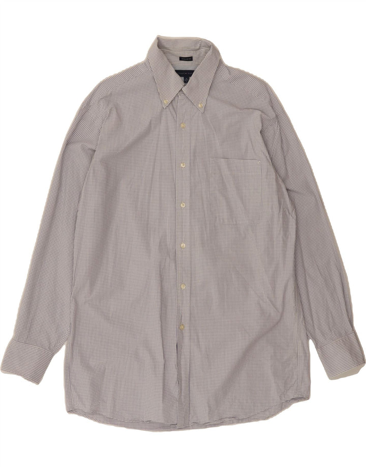 TOMMY HILFIGER Mens Regular Fit Shirt Size 16 Large Blue Check Cotton Vintage Tommy Hilfiger and Second-Hand Tommy Hilfiger from Messina Hembry 
