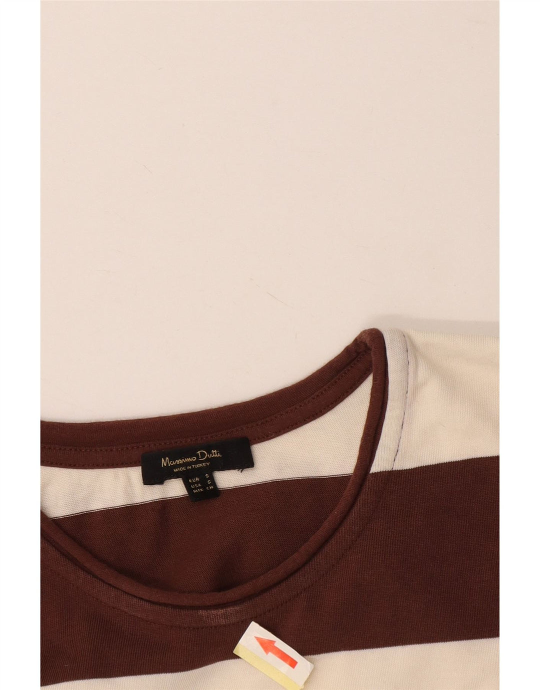 Massimo Dutti Top pentru bărbați cu mânecă lungă din bumbac cu dungi maro mici