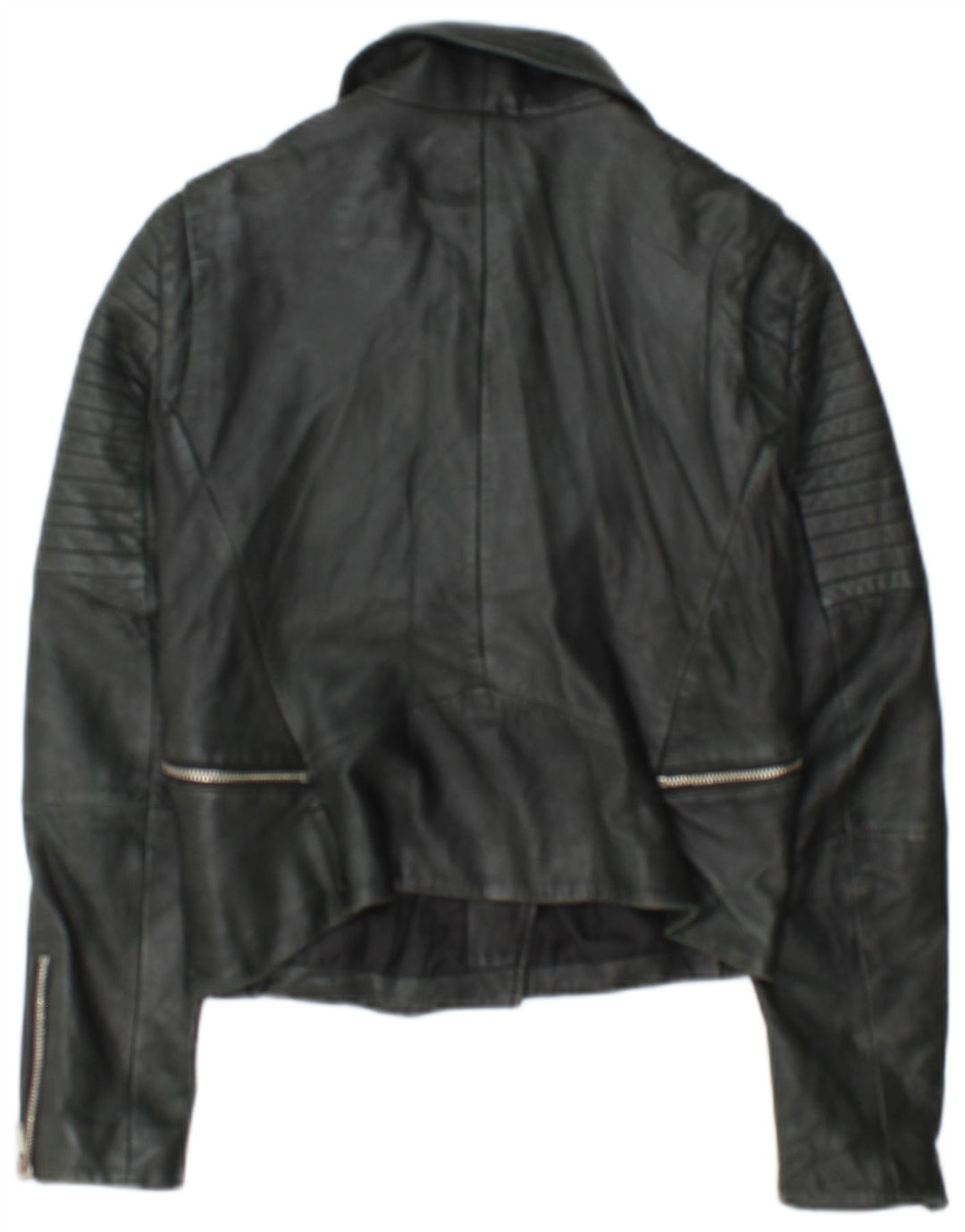 Jachetă motociclist din piele pentru femei Zara UK 12 Medium Negru