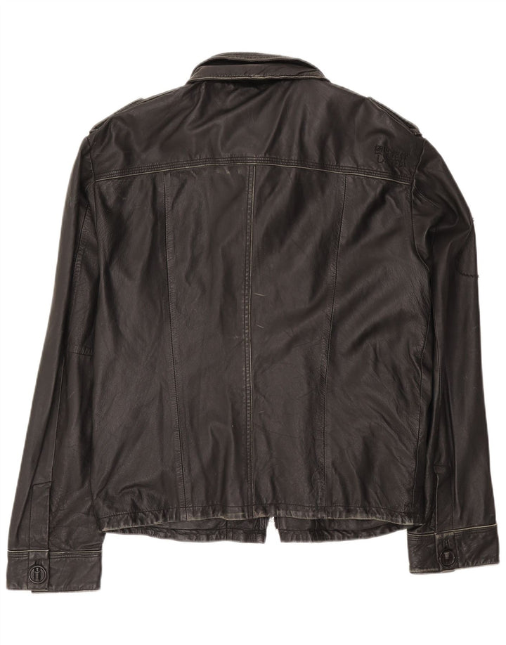 Jachetă din piele pentru bărbați Superdry UK 42 XL din piele neagră