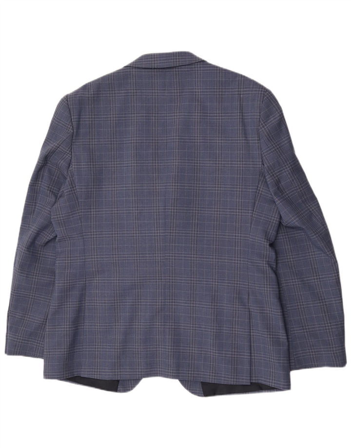 Jachetă blazer pentru bărbați Ben Sherman, cu 2 nasturi, UK 44 2XL, lână cu check albastru