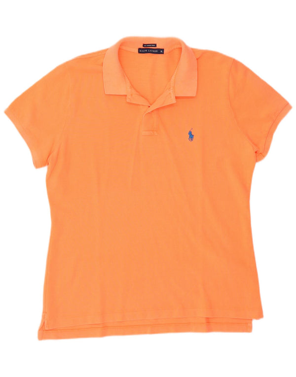 RALPH LAUREN Tricou polo skinny pentru femei UK 18 XL bumbac portocaliu
