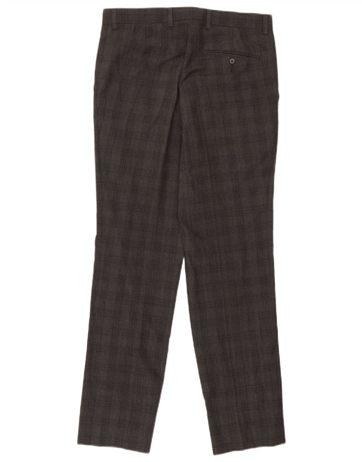 Pantaloni de costum subțiri pentru bărbați Marks & Spencer L30 L31 poliester cu carouri gri
