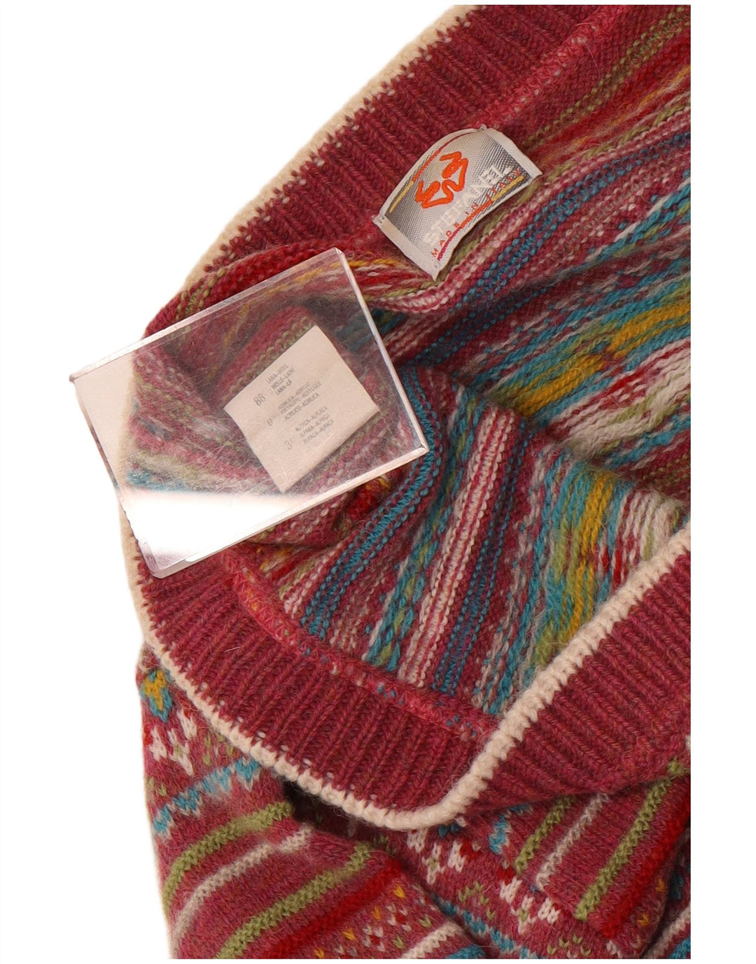 Pulover cardigan pentru femei Stefanel UK 14 Medium Red Fair Isle Lână
