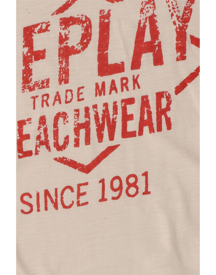 Tricou grafic pentru bărbați Replay Top mic alb