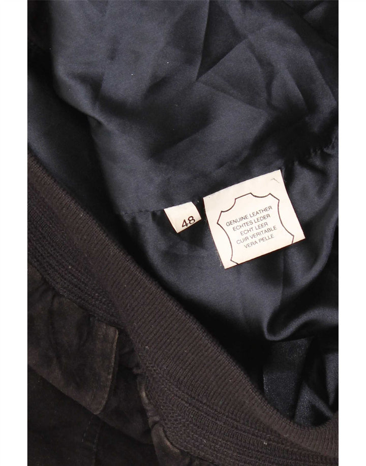 Bomber vintage pentru bărbați din piele intoarsa IT 48 Medium Black Leather