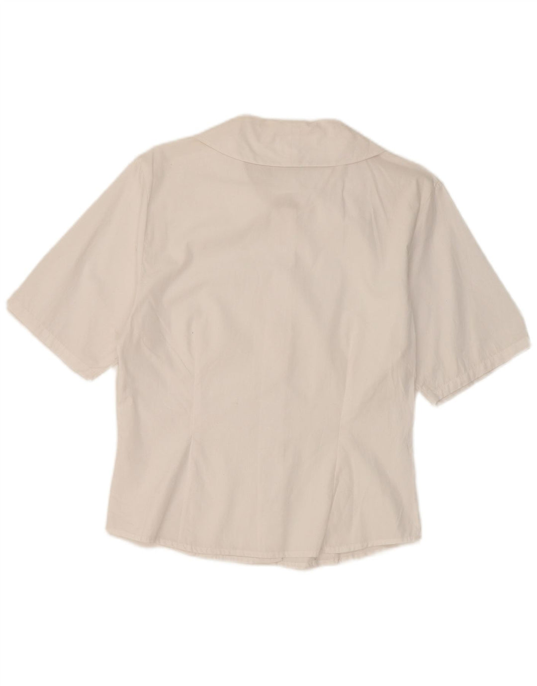 Bluză cămașă vintage pentru femei cu mânecă scurtă UK 12 Medium White