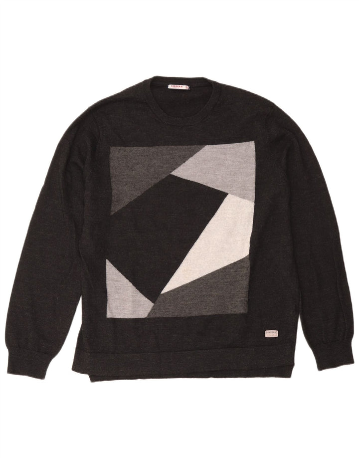 Pulover pentru bărbați Carrera cu gât roșu, XL, acrilic geometric, gri
