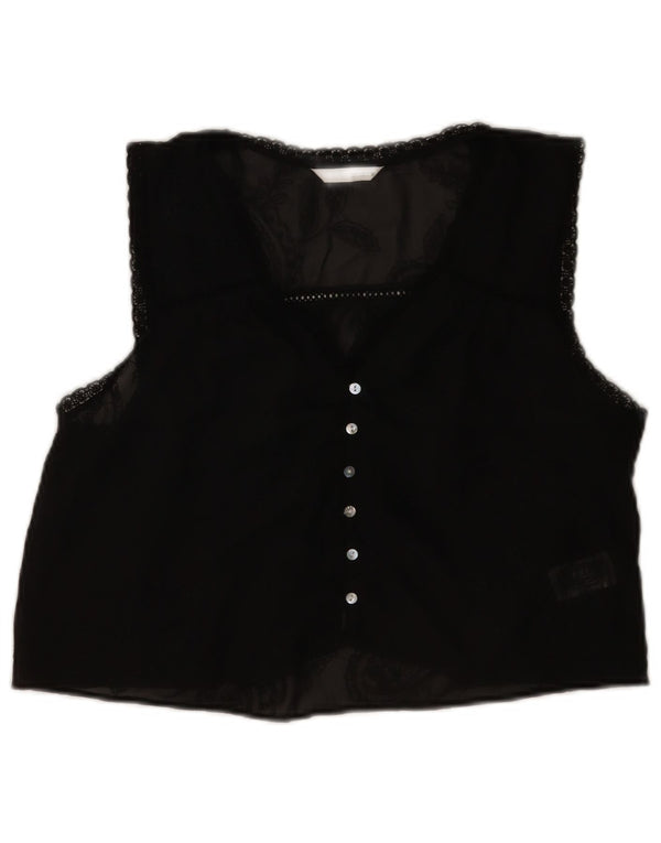 Top transparent fără mâneci pentru femei Zara UK 10 Small Black Floral