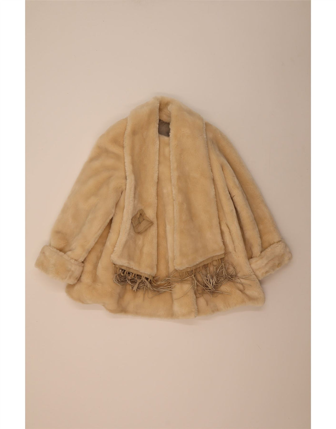 Pardesiu supradimensionat pentru femei Vintage din blană artificială IT 42 Medium Bej Acetat