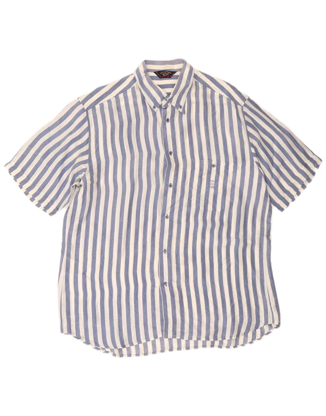 Cămașă cu mânecă scurtă PAUL & SHARK pentru bărbați, mătase cu dungi albastre
