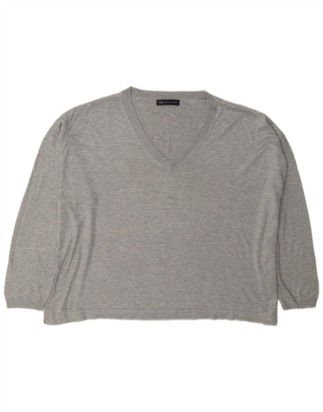Marks & Spencer pulover supradimensionat pentru femei cu decolteu în V UK 18 XL gri