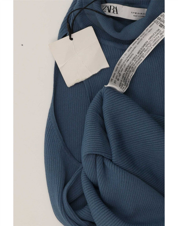Top cu un umăr pentru femei Zara UK 12 Medium Blue Viscose
