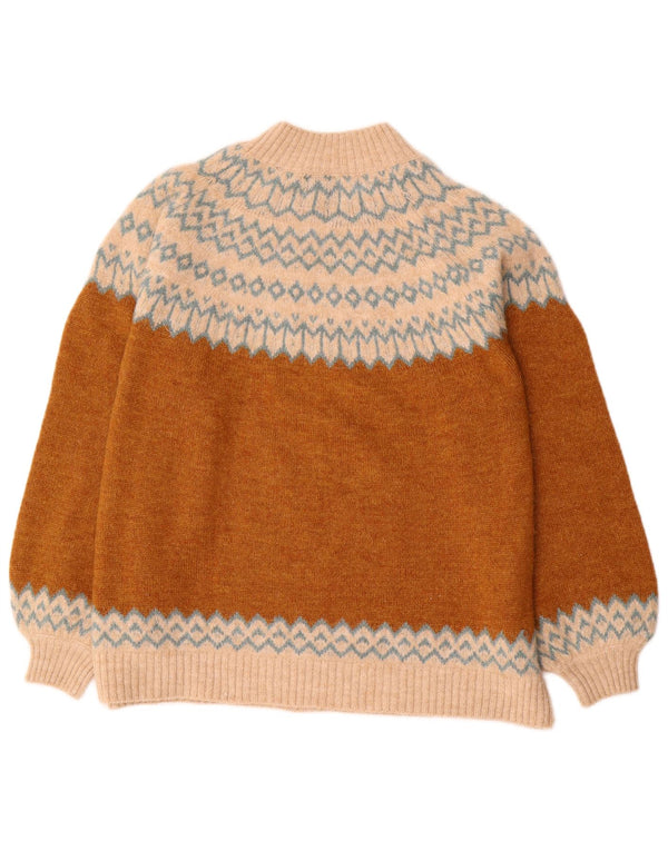 Pulover cu gât țestoasă Superdry pentru femei UK 14 Fair Isle, maro mare