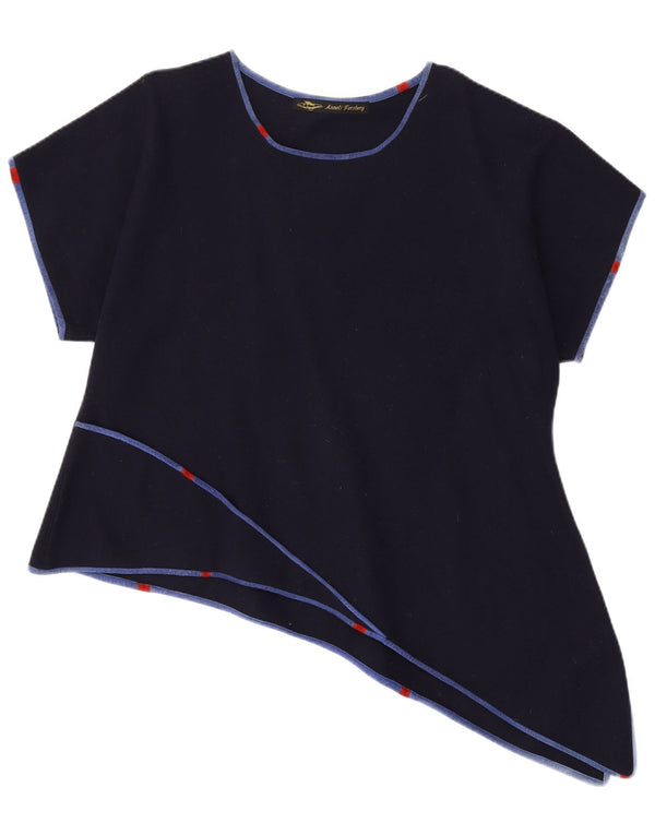 Vintage Womens Asymmetric Top UK 18 XL Navy Blue
