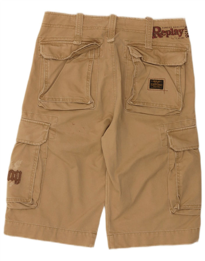 Pantaloni scurti cargo grafic pentru bărbați Replay W31, bumbac mediu bej