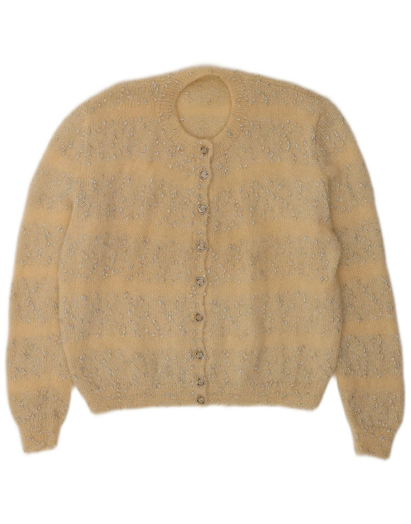 Pulover cardigan vintage pentru femei UK 16, mare, cu dungi galbene