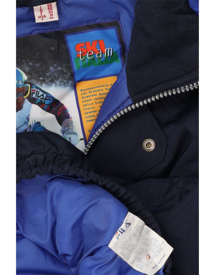 Jachetă de schi pentru bărbați, cu glugă, cu glugă, FILA, IT 50, mediu, bleumarin, color block
