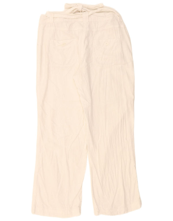 Marks & Spencer Pantaloni casual pentru femei UK 16 Large W36 L27 White Linen