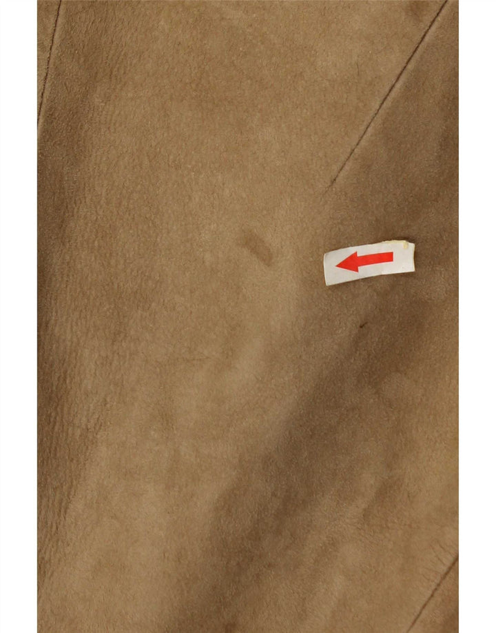 Jachetă vintage pentru femei de piele intoarsa UK 10 Small Beige