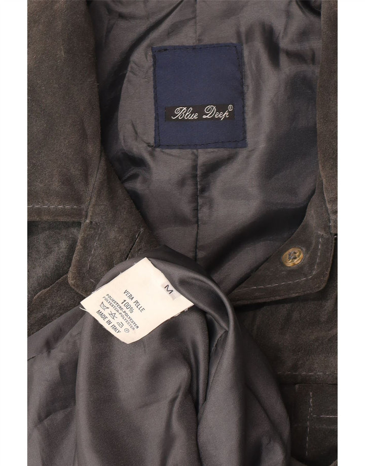 Jachetă vintage de piele intoarsa pentru femei UK 14 Medium Griy Leather