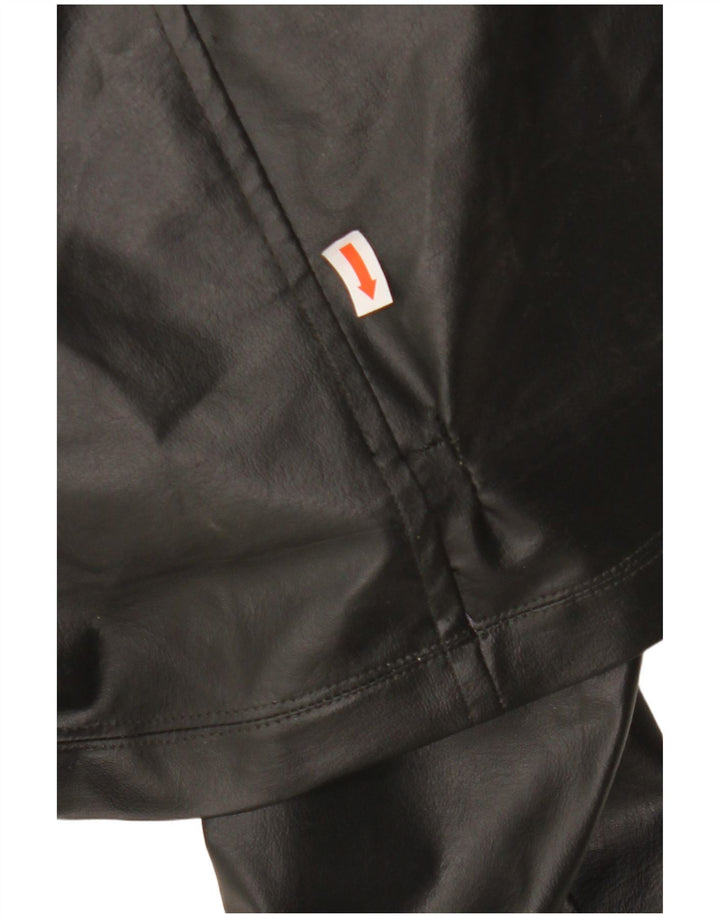 Palton de piele VINTAGE pentru femei UK 12 Medium Black Colorblock