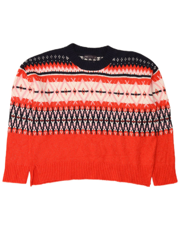 Marks & Spencer Pulover cu gât roșu pentru femei UK 16 Large Red Fair Isle