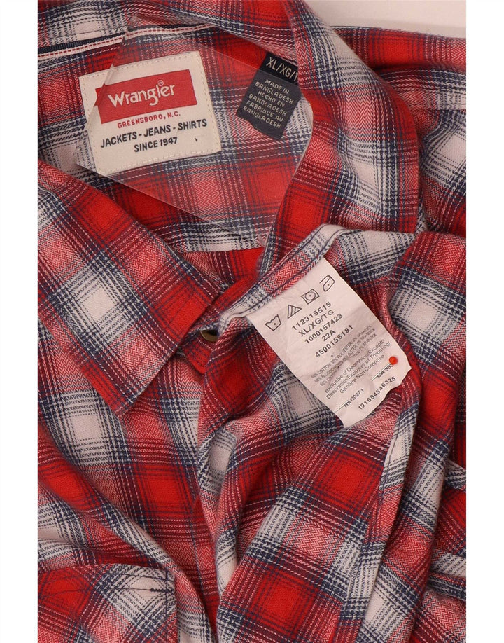 Cămașă Western Flannel Wrangler pentru bărbați, XL, bumbac cu carouri roșii