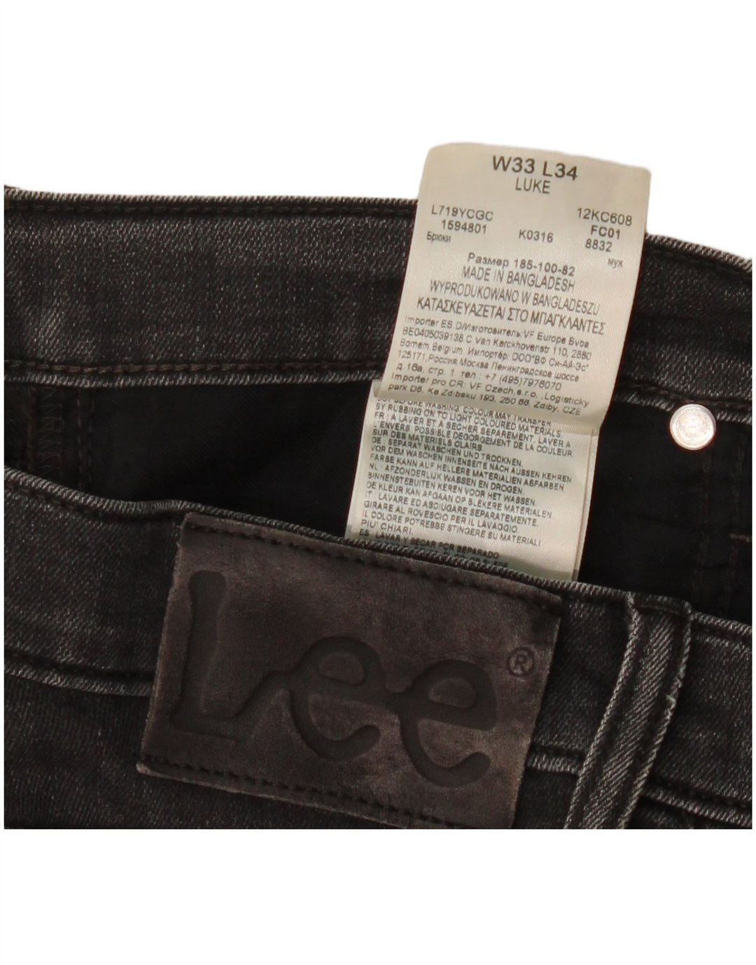 Blugi Lee Luke Slim pentru bărbați W33 L27 bumbac negru