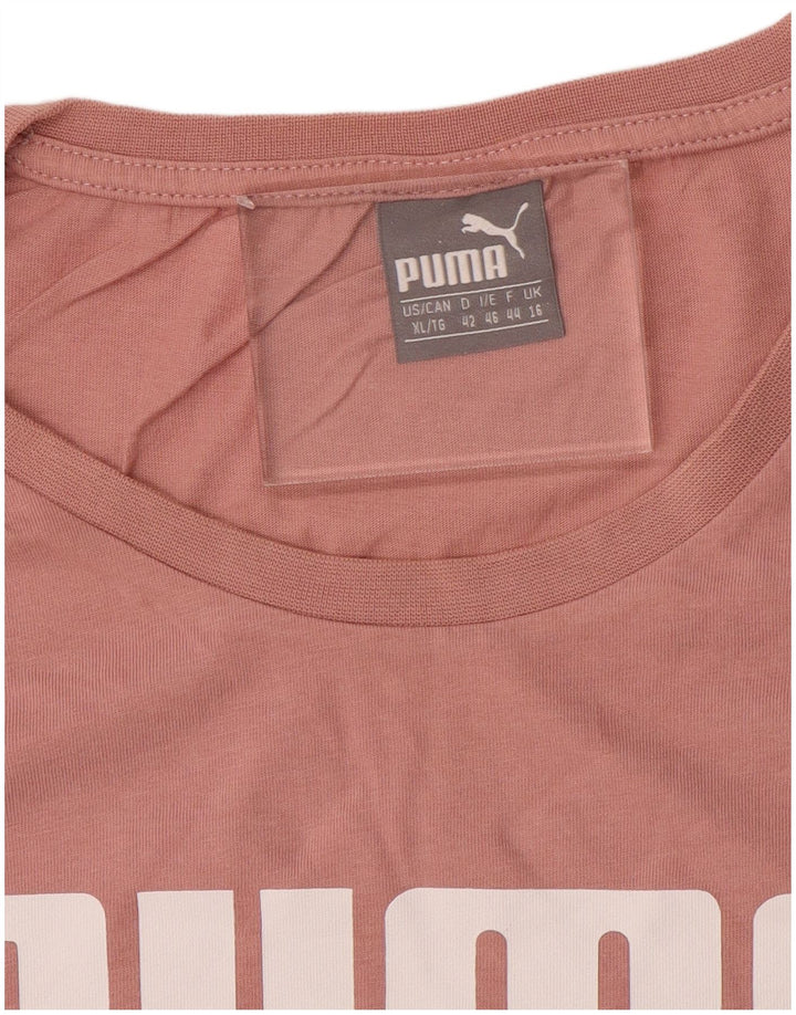 Tricou cu grafică Puma, cu crop largă, pentru femei, UK 16, mare, roz