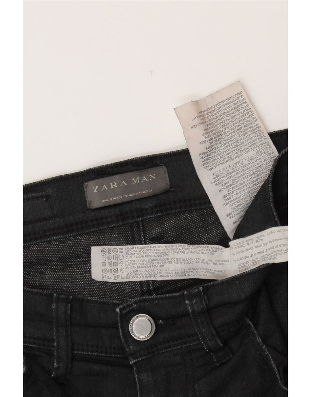 Blugi skinny pentru bărbați ZARA EU 40 Medium W31 L30 Bumbac negru