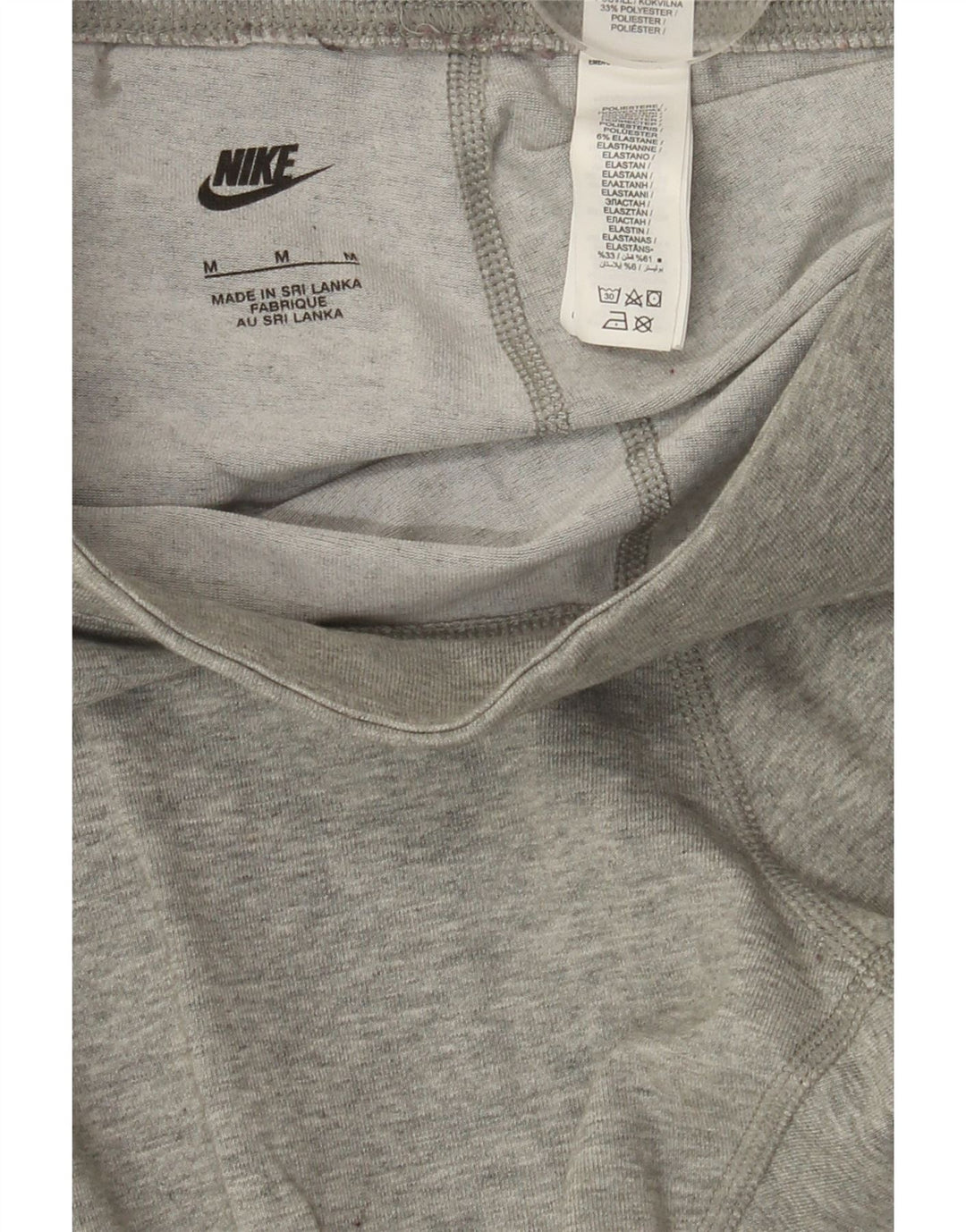 NIKE Womens Graphic Leggings UK 12 Medium  Grey Cotton