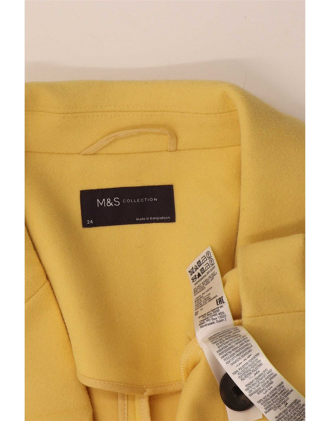 Palton pentru femei Marks & Spencer UK 24 4XL galben bumbac