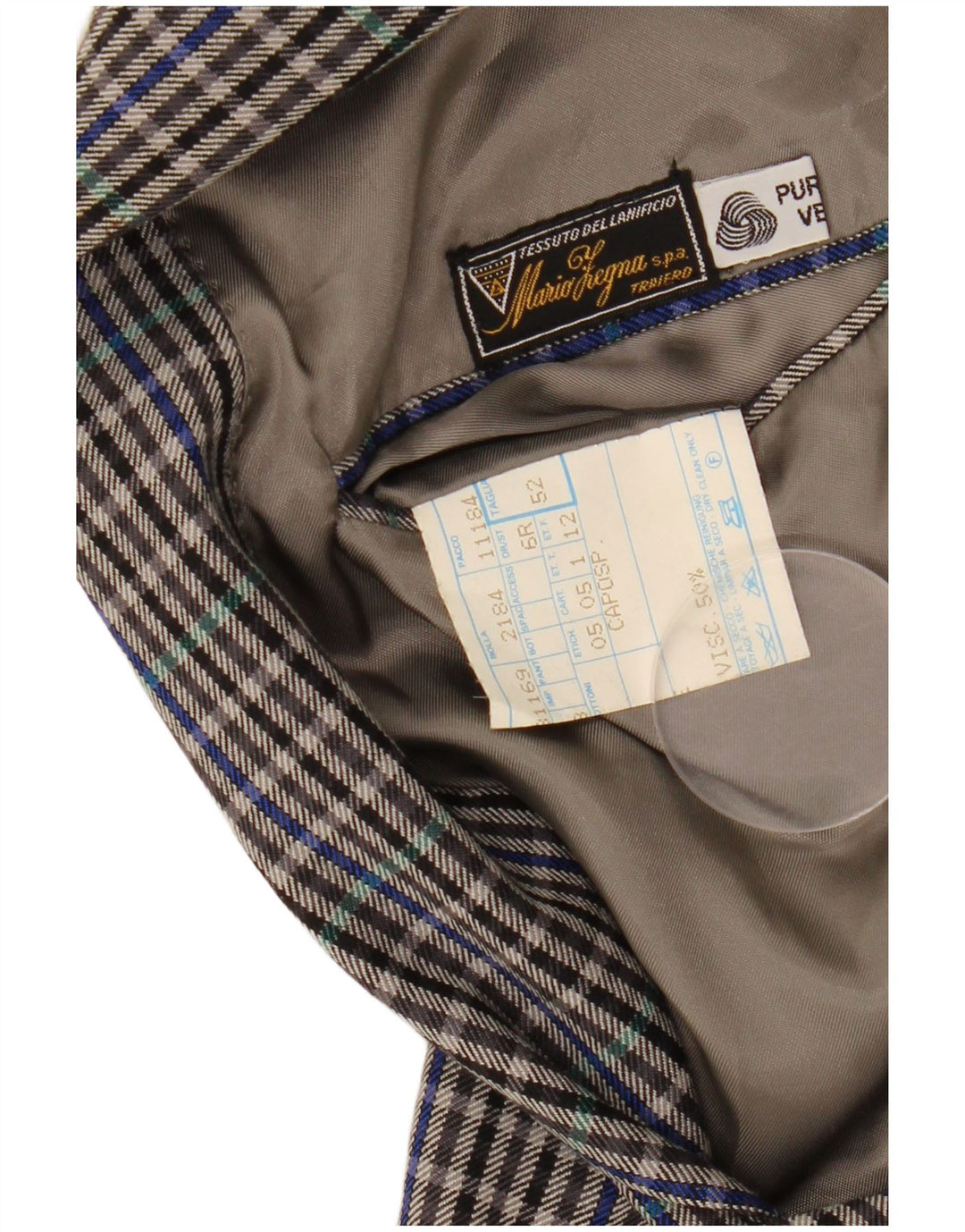 MARIO ZEGNA Jachetă pentru bărbați cu 2 nasturi IT 52 XL Lână cu carouri gri