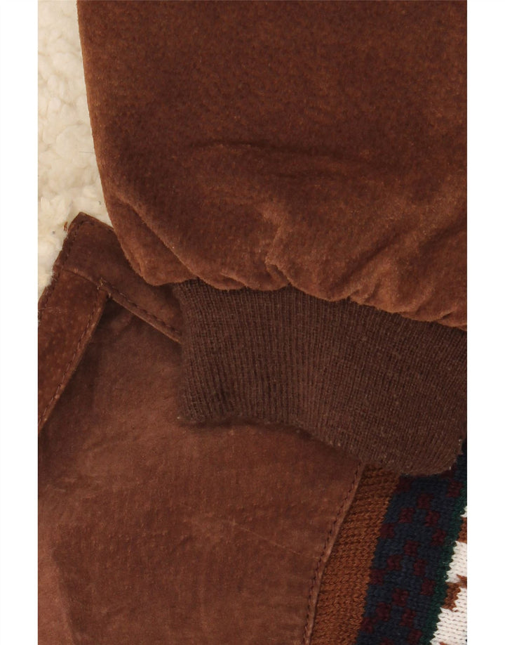 Jachetă vintage pentru bărbați Sherpa, cu ajustare largi, UK 44 2XL, maro, piele geometrică