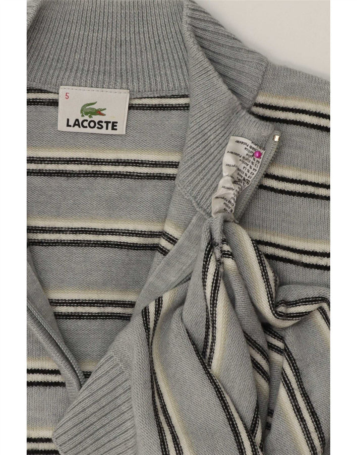 Pulover pentru bărbați Lacoste, cu fermoar, cu gât, mărimea 5, lână mare cu dungi albastre