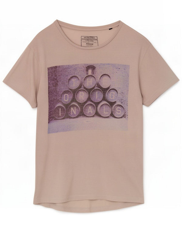 Jack & Jones Mens Graphic T-Shirt Top Medium Grey