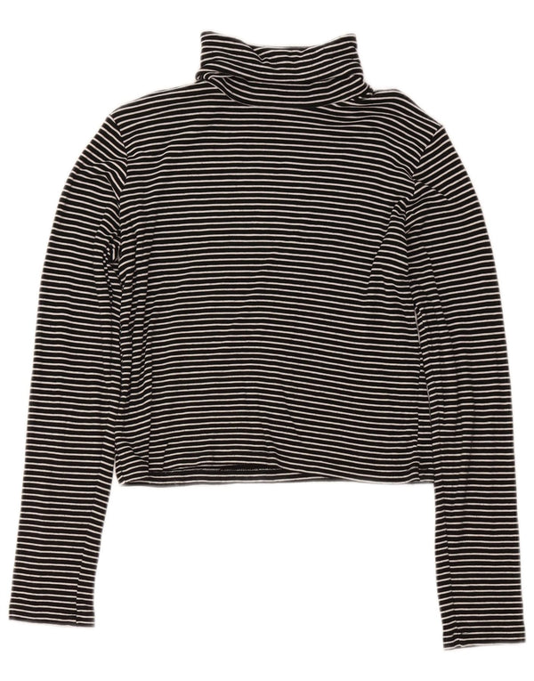 Crop Top pentru femei Zara cu mânecă lungă UK 14, mare, cu dungi negre, viscoză