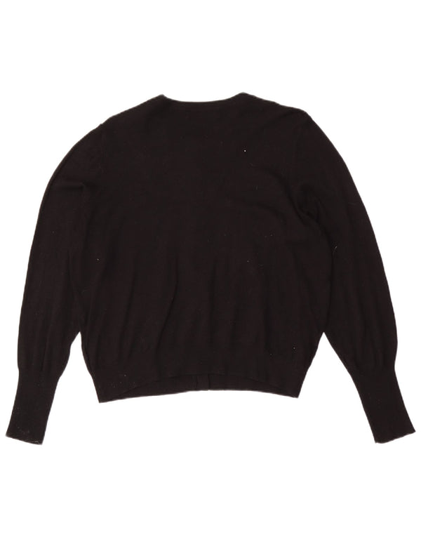 Marks & Spencer Womens Crop Cardigan Sweater UK 16 Large Black Viscose