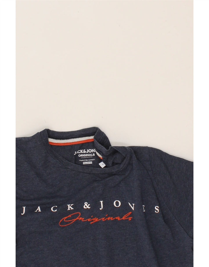 JACK & JONES Mens Regular Fit Graphic T-Shirt Top Small Navy Blue Vintage Jack & Jones and Second-Hand Jack & Jones from Messina Hembry 