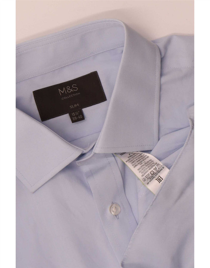 Cămașă subțire pentru bărbați Marks & Spencer UK 39/40 15 1/2 Poliester albastru mediu