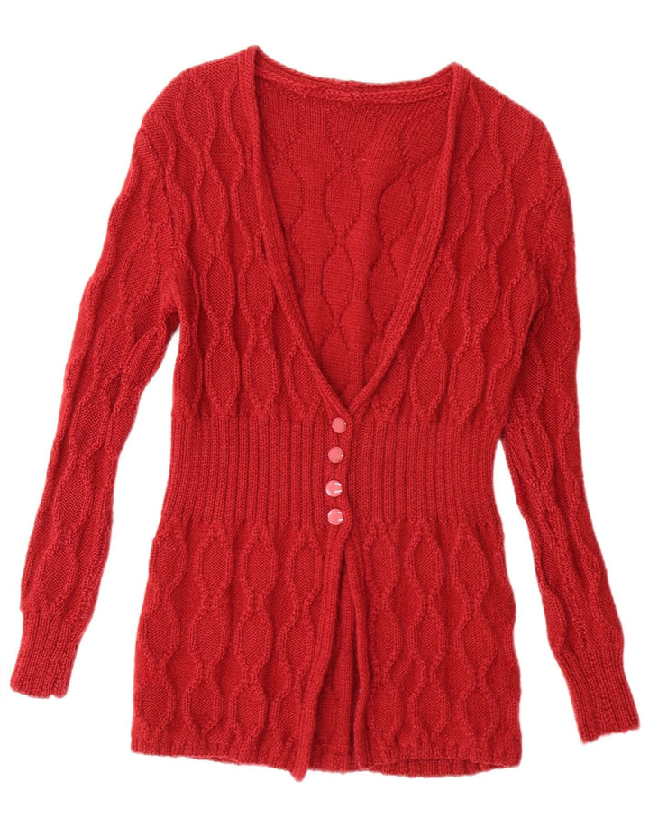 Pulover Cardigan Vintage pentru Damă UK 14 Medium Red