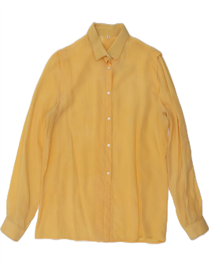 VINTAGE Womens Shirt Blouse IT 44 Medium Yellow Acetate Vintage Vintage and Second-Hand Vintage from Messina Hembry 