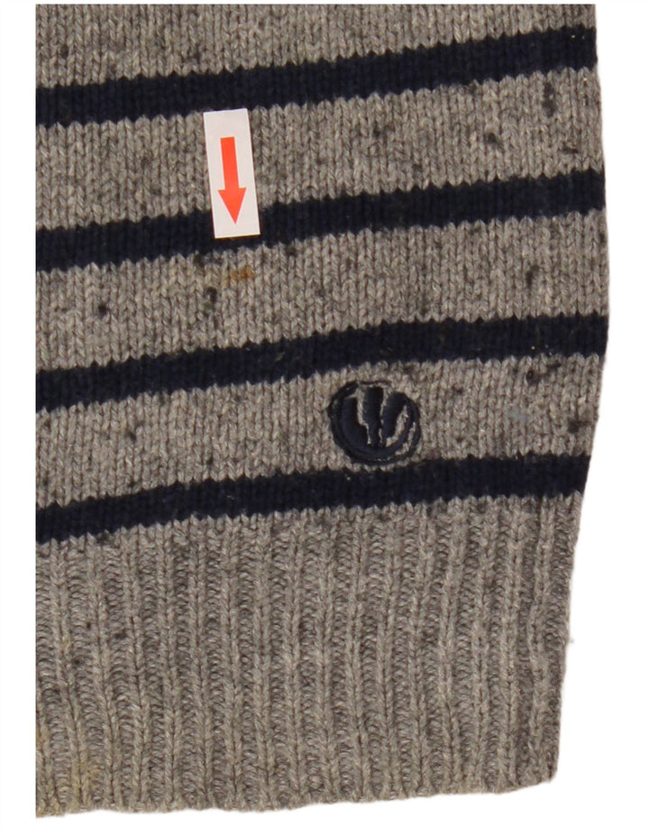 Pulover pentru bărbați Fat Face cu gât crew în dungi, gri mediu