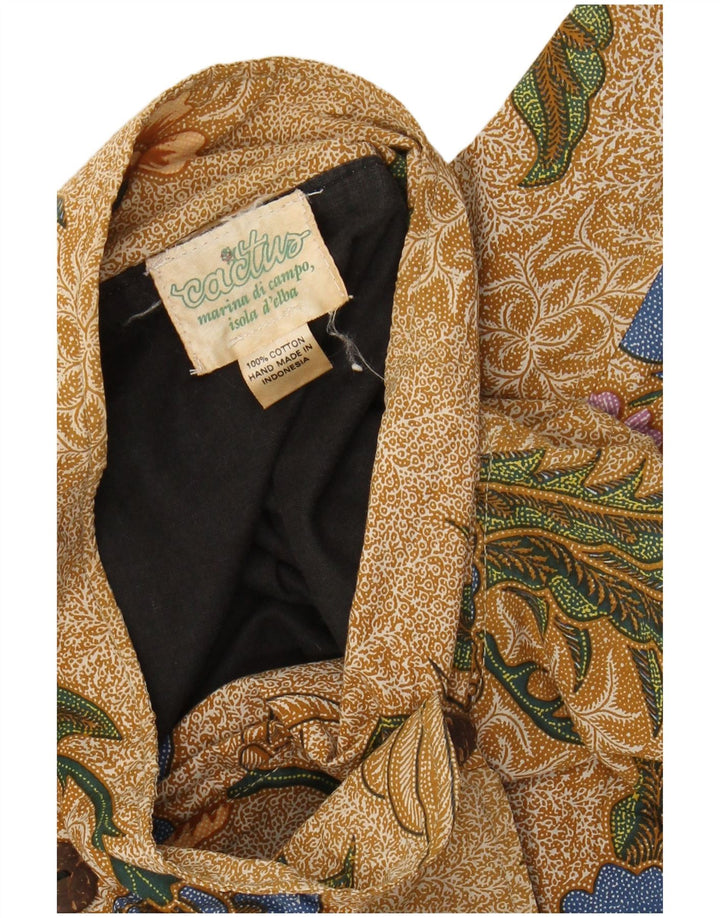 Top bolero cu mânecă scurtă pentru femei VINTAGE UK 20 2XL maro bumbac floral