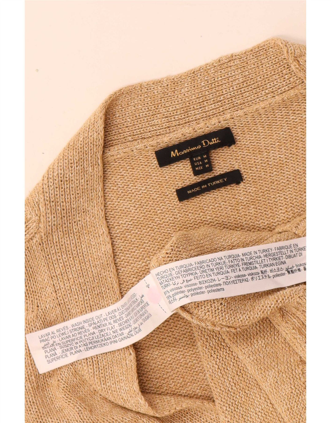 Pulover cardigan Massimo Dutti pentru femei UK 14 Medium Beige Viscose