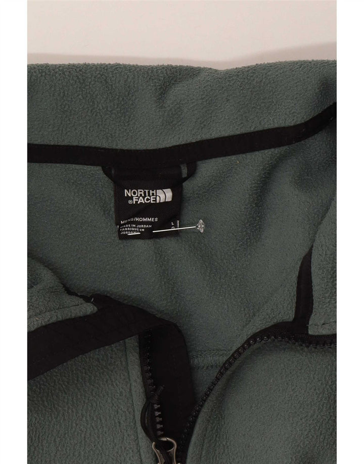 Pulover pentru bărbați The North Face, cu fermoar și gât, din poliester verde mare