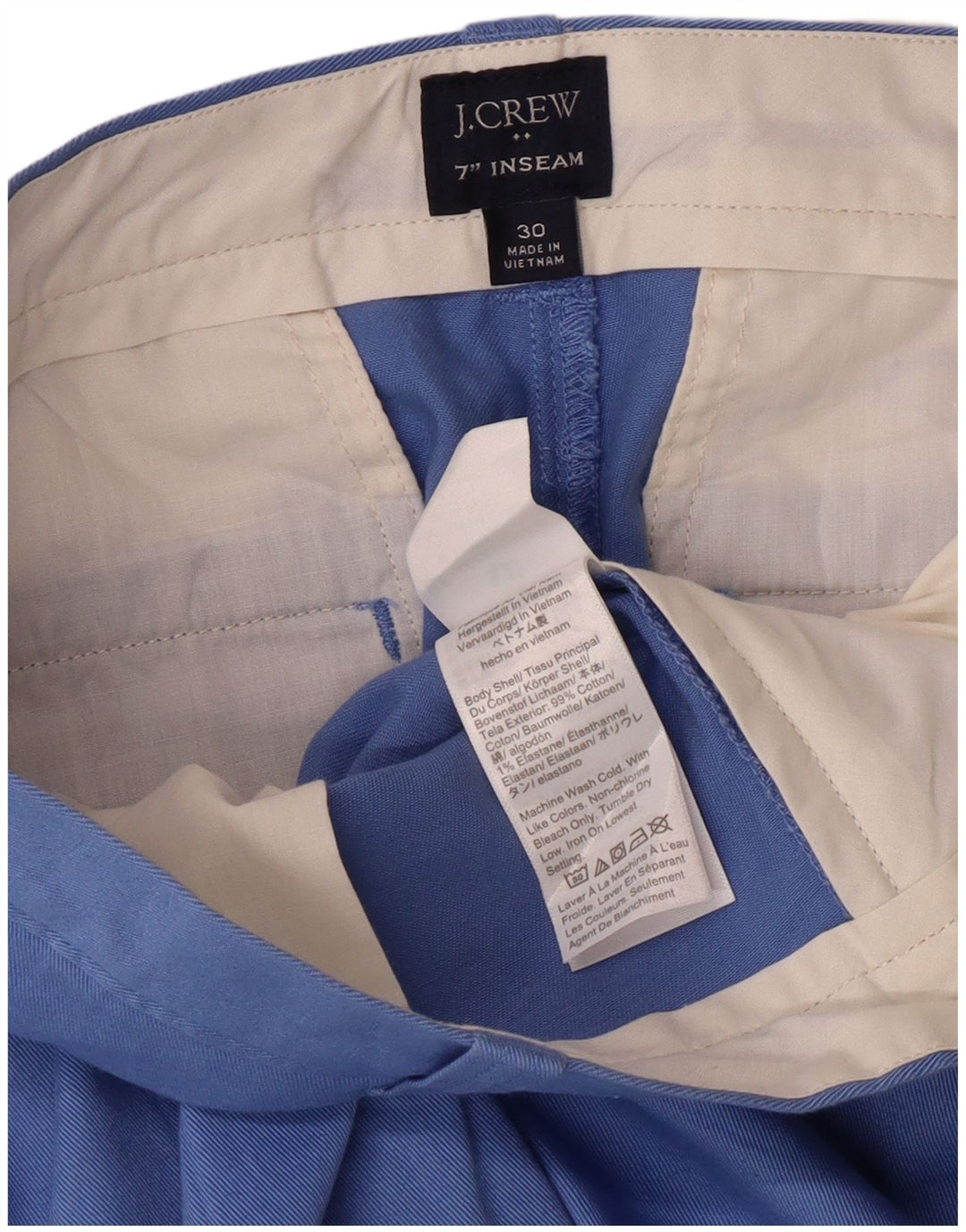 Pantaloni scurți chino pentru bărbați J. Crew W30, bumbac albastru mediu clasic