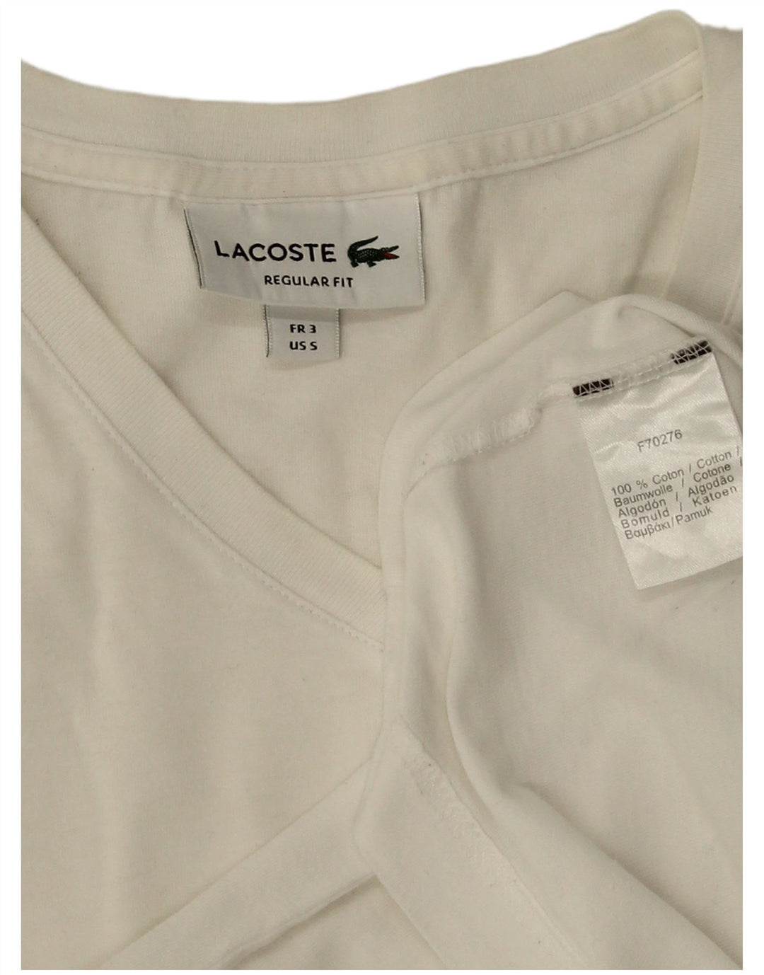 Tricou Lacoste pentru bărbați, cu croiala normală, top mărime 3, bumbac alb mic