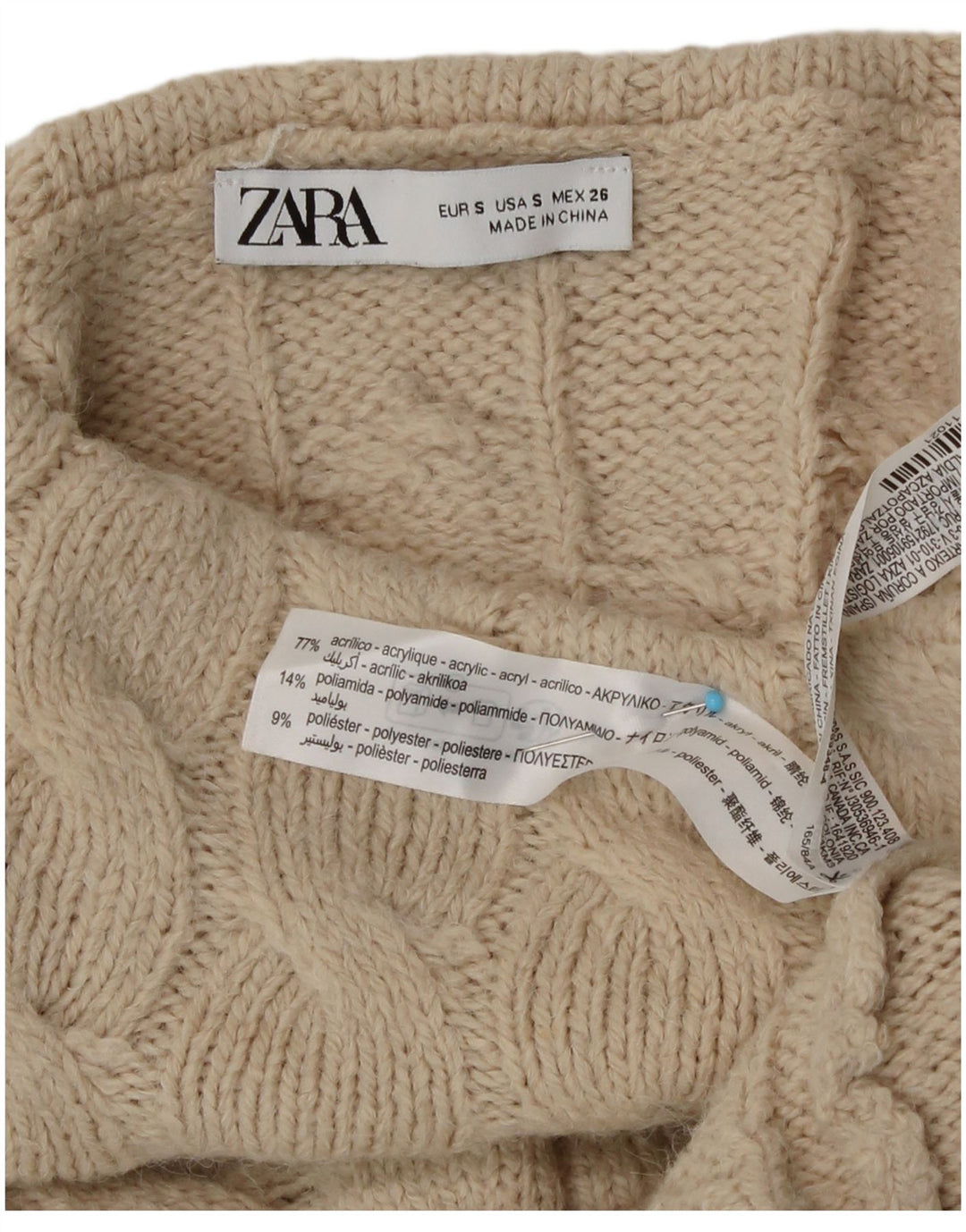 Pulover pentru femei cu gât rulat Zara UK 10 Mic Bej